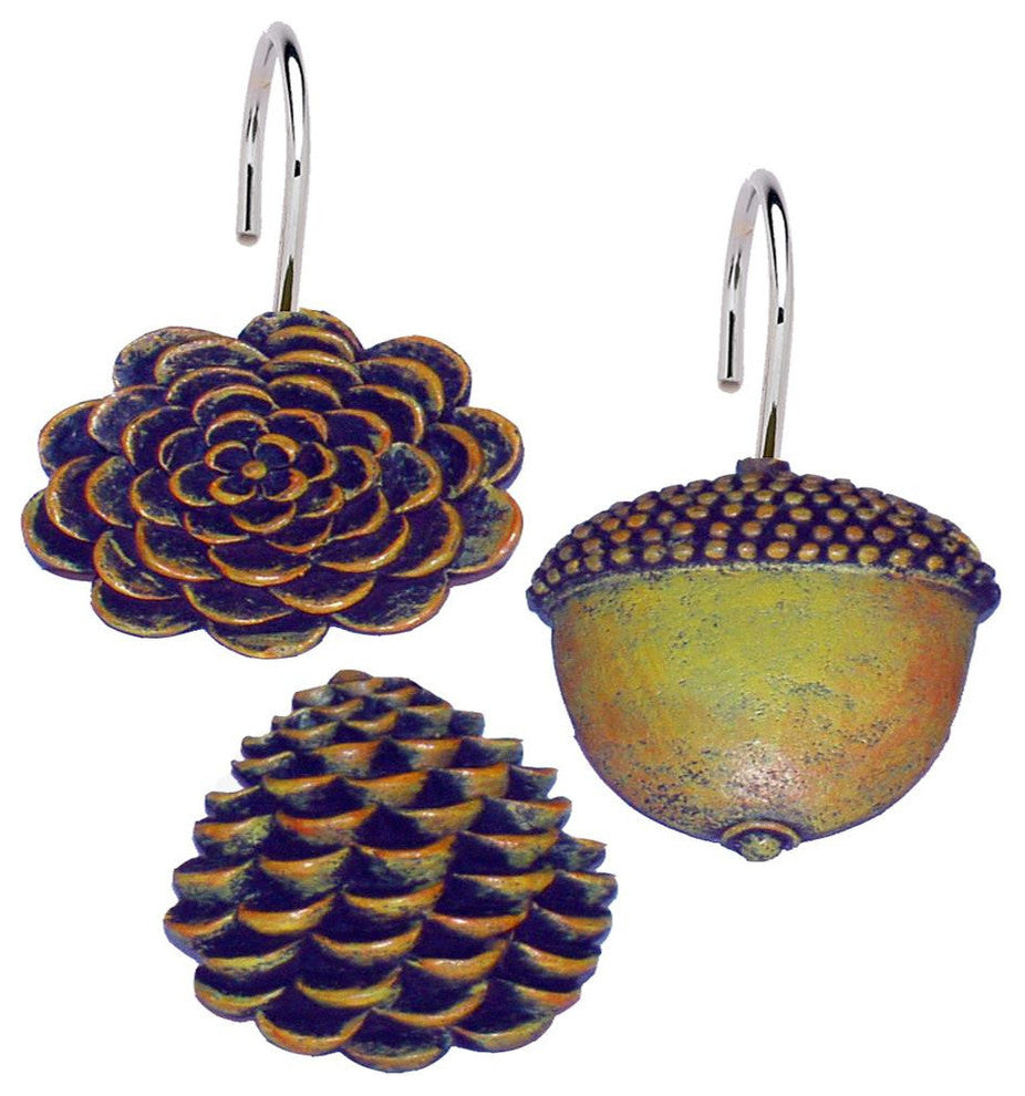 "Pine Cones" Resin Shower Curtain Hooks