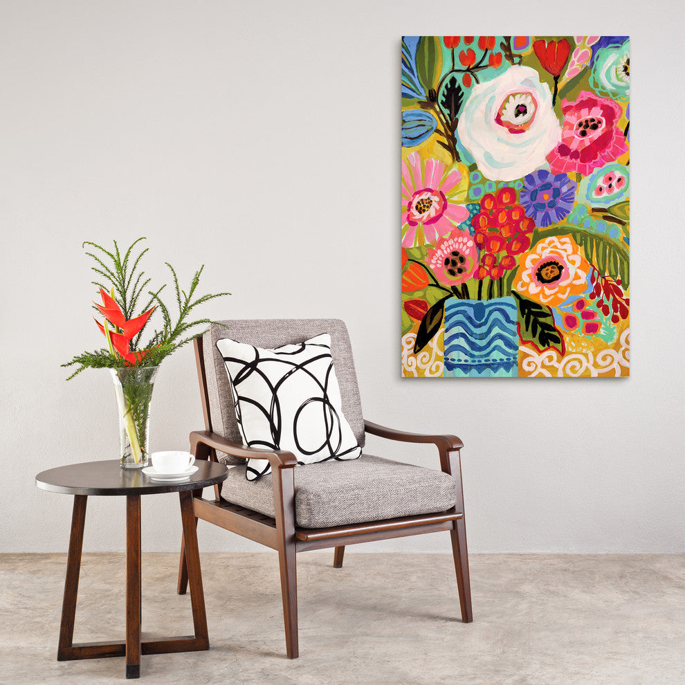 "Fresh Flowers in Vase II" Glass Wall Art Free Floating Tempered Glass Print