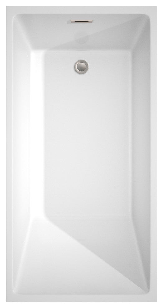 Hannah 59" Freestanding White Bathtub, Brushed Nickel Tub Filler & Trim Kit