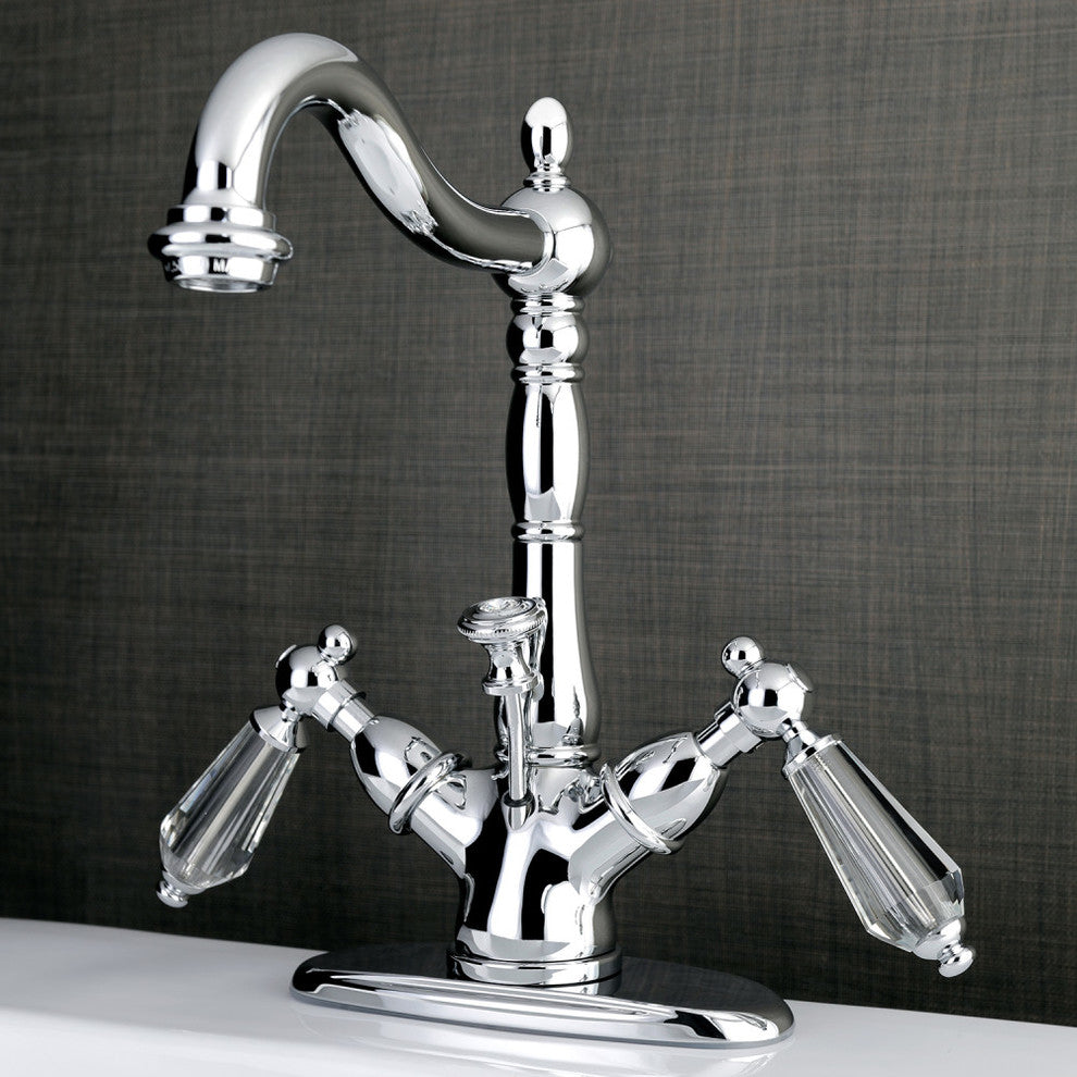 Kingston Brass Two-Handle Bathroom Faucet With Brass Pop-Up, Polished Chrome