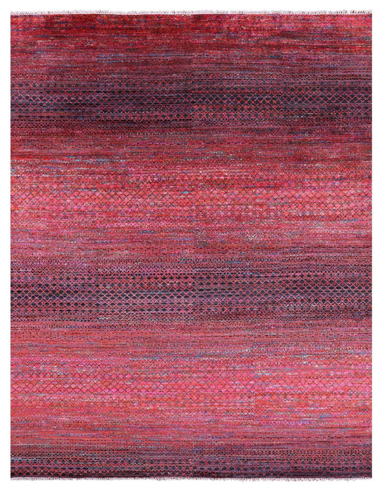 9' 3" X 11' 9" Savannah Grass Hand Knotted Wool & Silk Rug - Q15963