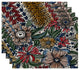 Zentangle Floral Floral Print Placemat, Set of 4, Red