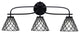 Cavella 3 Light Bath Bar, Matte Black Finish, 7" Diamond Ice Art Glass