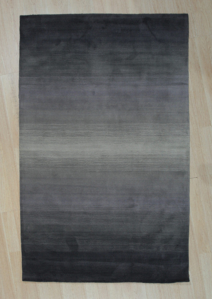 Handmade Wool Gray Transitional Stripe Horizon Rug, 5' X 8'