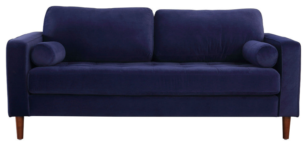 Frederick Modern Contemporary Velvet Loveseat, Blue