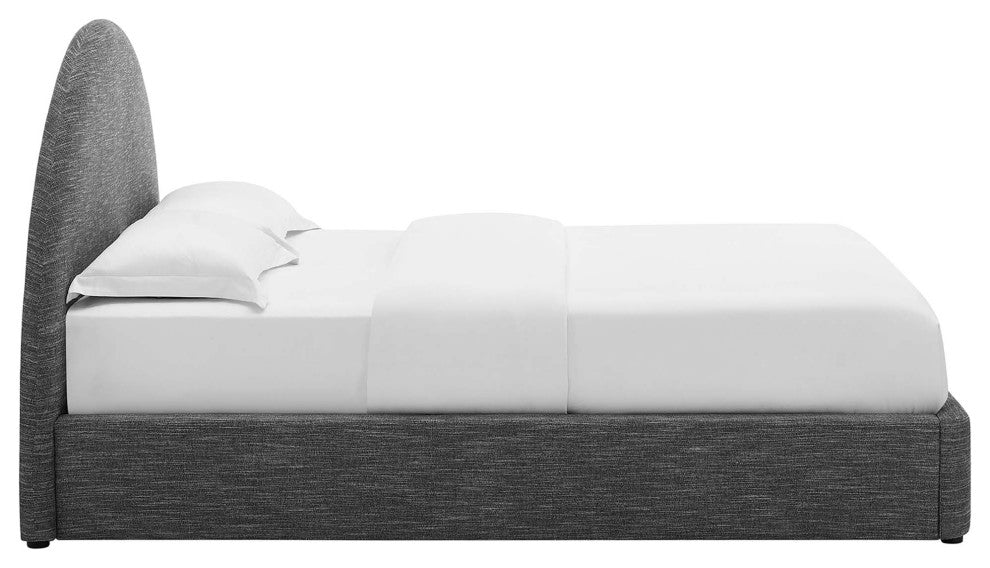 Resort Upholstered Fabric Arched Round Full Platform Bed