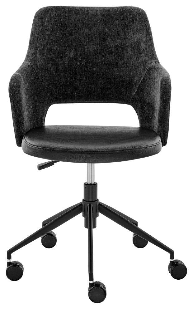 Darcie Office Chair, Black Fabric, Leatherette and Base