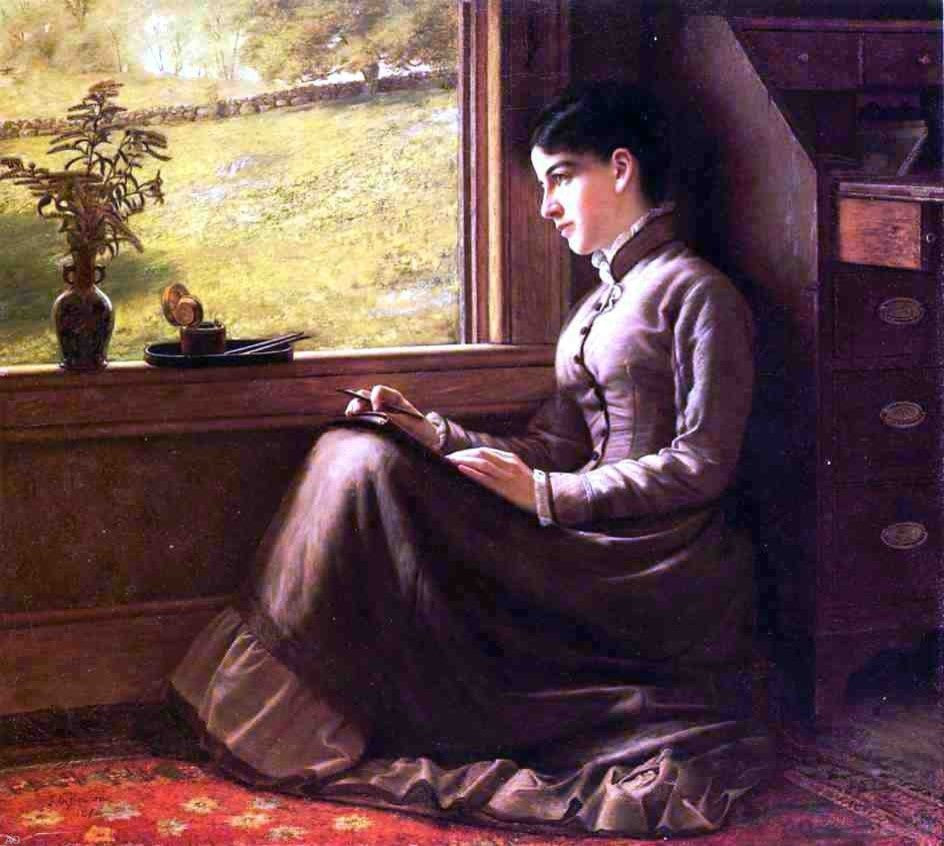 John George Brown Woman Seated at Window, 20"x25" Wall Decal