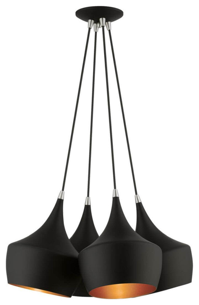 Livex Waldorf 4 Light 23" Cluster Pendant, Black