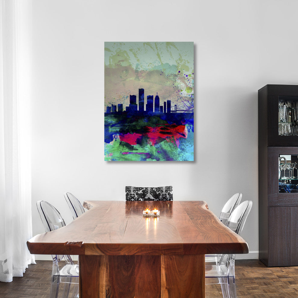 "Detroit Watercolor Skyline" Fine Art Print