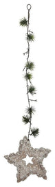 25" Artificial Mini Pine Needle Sprig and Star Hanging Spray