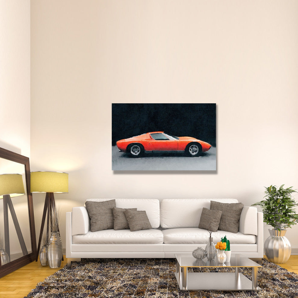 "1971 Lamborghini Miura P400 S Watercolor" Fine Art Print