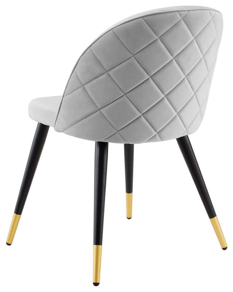 Side Dining Chair, Set of 2, Velvet, Gray, Modern, Cafe Bistro Restaurant