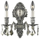 Elegant Monarch Wall Sconce, Pewter Finish With Royal Cut Crystal