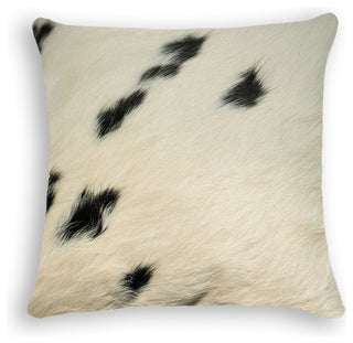 Natural Torino Cowhide Pillow 18"x18", White and Black