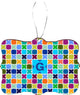 Letter G Monogram Sky Blue Mosaic Rectangle Design Christmas Tree Ornament