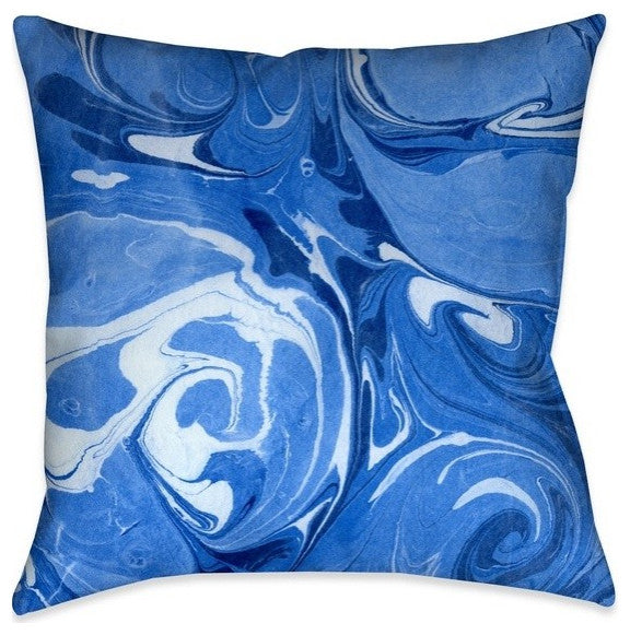 Laural Home Bold Blue Marble II 18" X 18" Indoor Decorative Pillow