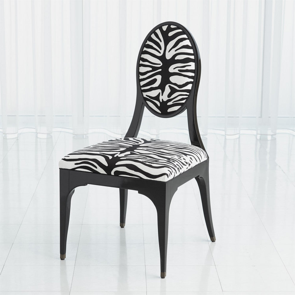 Art Deco Vintage Style Hollywood Zebra Black White Dining Chair Animal Print