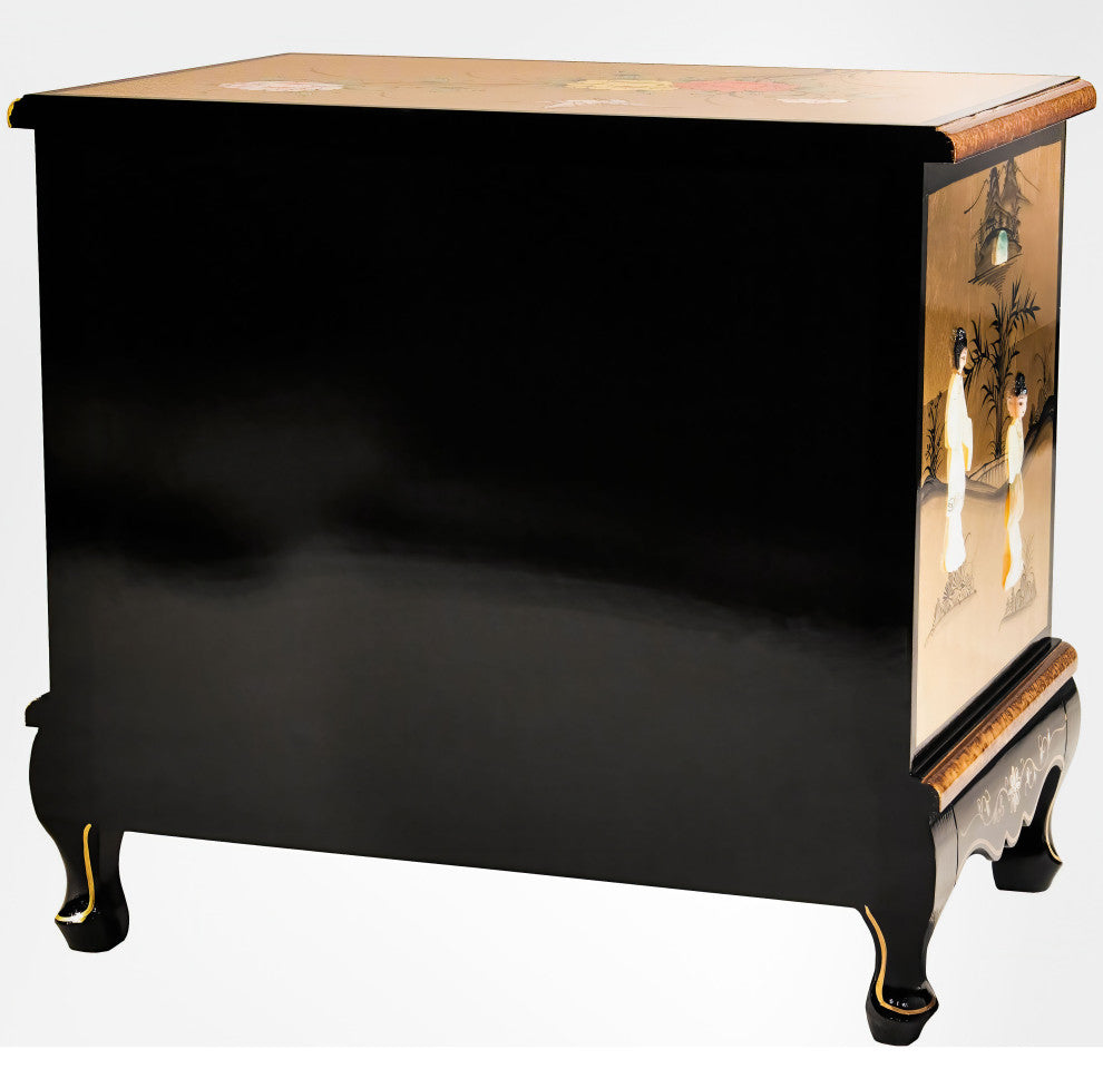 Gold Lacquer Two-Drawer Chest Royal Ladies