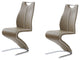 Set of 2 Brown and Silver Upholstered Faux Leather Dining Parsons Chairs