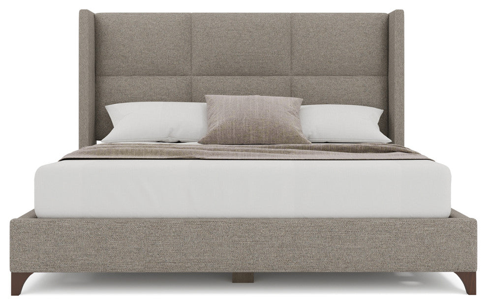 Nativa Interiors Megan Square Upholstered Bed, Grey, King