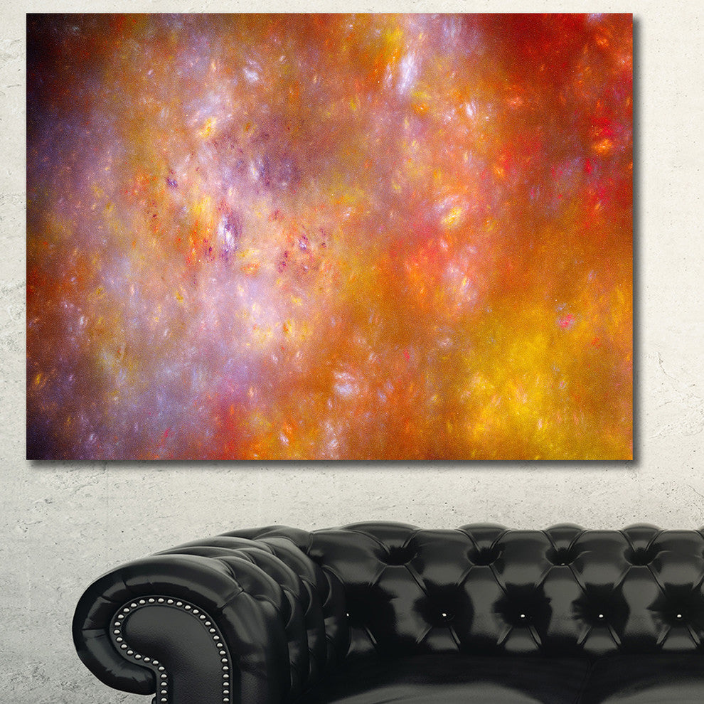 Yellow Starry Fractal Sky, Oversized Abstract Canvas Art Print, 60x40