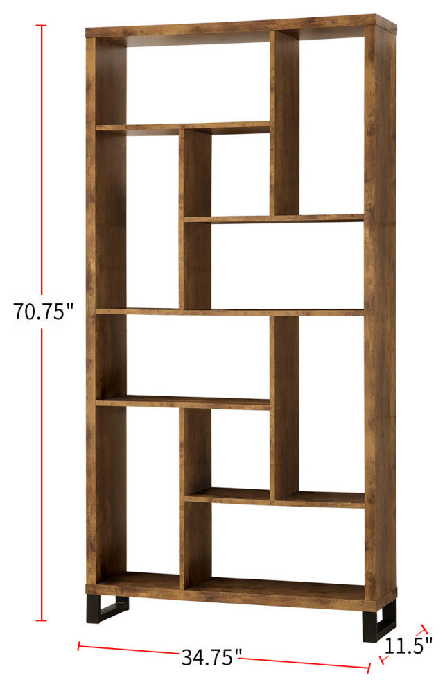 Industrial Rustic Antique Nutmeg Open Bookcase