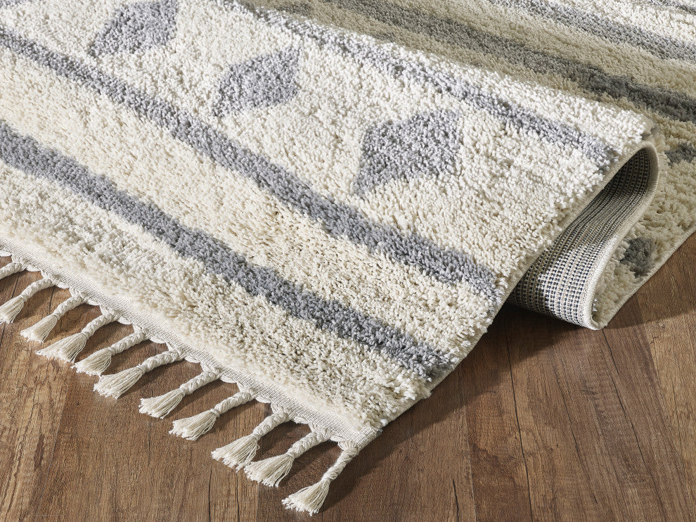 Abani Willow WIL120A Moroccan Tribal Ivory and Grey Area Rug