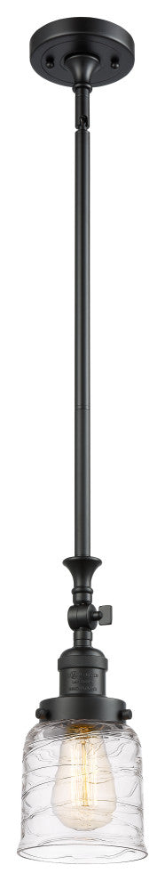 Small Bell 1 Light Mini Pendant, Matte Black, Deco Swirl