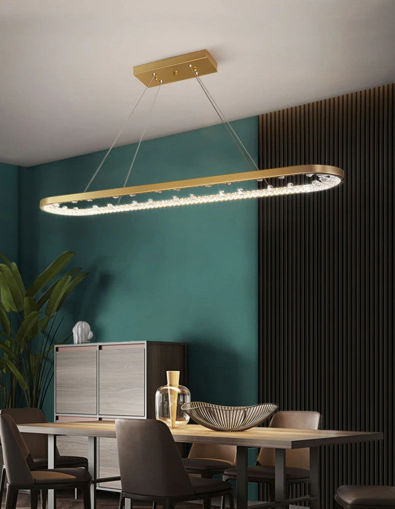 Zeddiani | Gold Rings Led Crystal Chandelier for Bedroom, Oval
