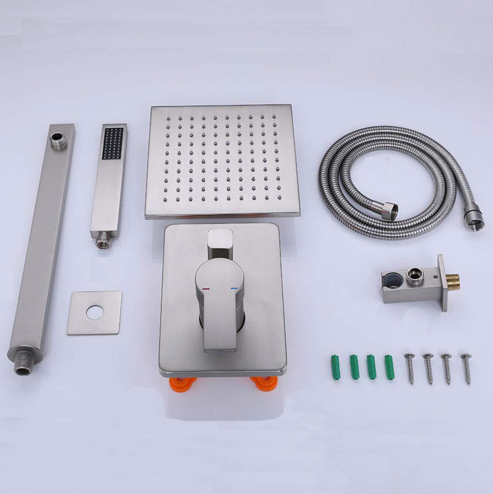 Rbrohant Wall Mount Shower System With Rough-in Valve, Brushed Nickel