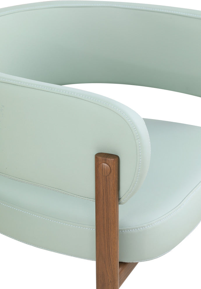 Gideon Black Faux Leather Dining Chair (Set of 2), Green, Walnut Finish