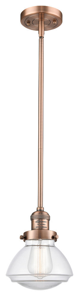 Olean 1-Light Mini Pendant, Antique Copper, Clear