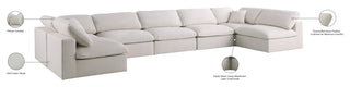 Plush Velvet / Down Standard Comfort 7-Piece U-Shaped Modular Sectional, Cream