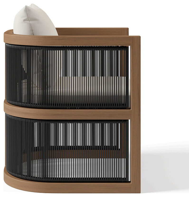 7 Pieces Outdoor Dining Set For 6 with Rectangle Table & Rope Woven Armchair