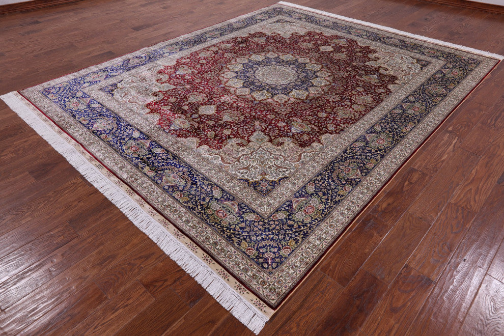 High End Persian 100% Silk Hand Knotted Rug 8' 0" X 10' 0'' Q4794