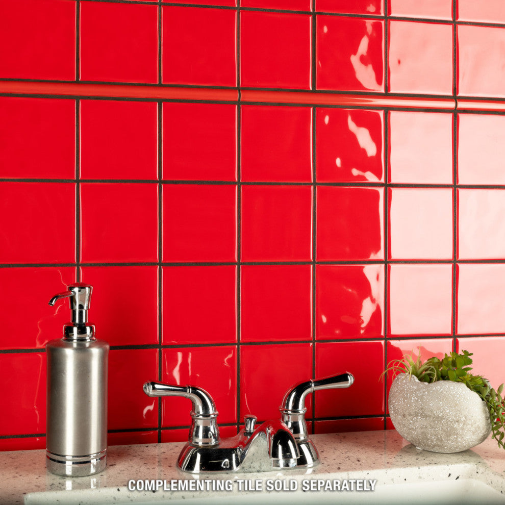 Twist Square Ceramic Mosaic Tile, Red Cherry