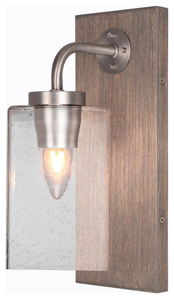 Oxbridge Wall Sconce, Graphite & Painted Distressed Metal, 4" Clear Bubble