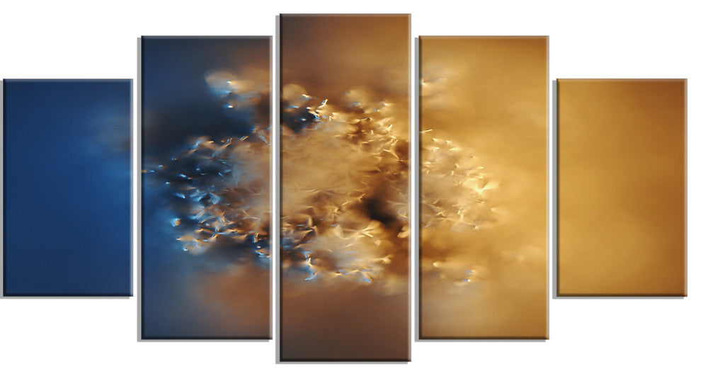 Small Macro Prickly Texture Brown, Abstract Canvas Wall Art, 60"x32", 5 Panels