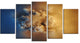 Small Macro Prickly Texture Brown, Abstract Canvas Wall Art, 60"x32", 5 Panels