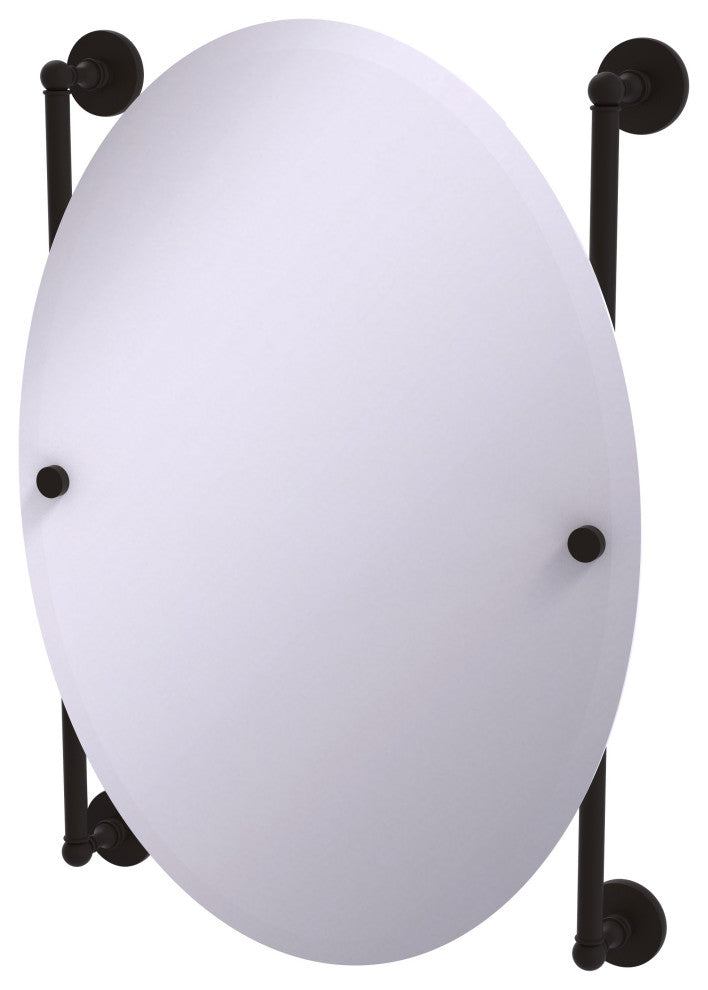 Prestige Skyline Oval Frameless Rail Mounted Mirror, Oil Rubbed Bronze