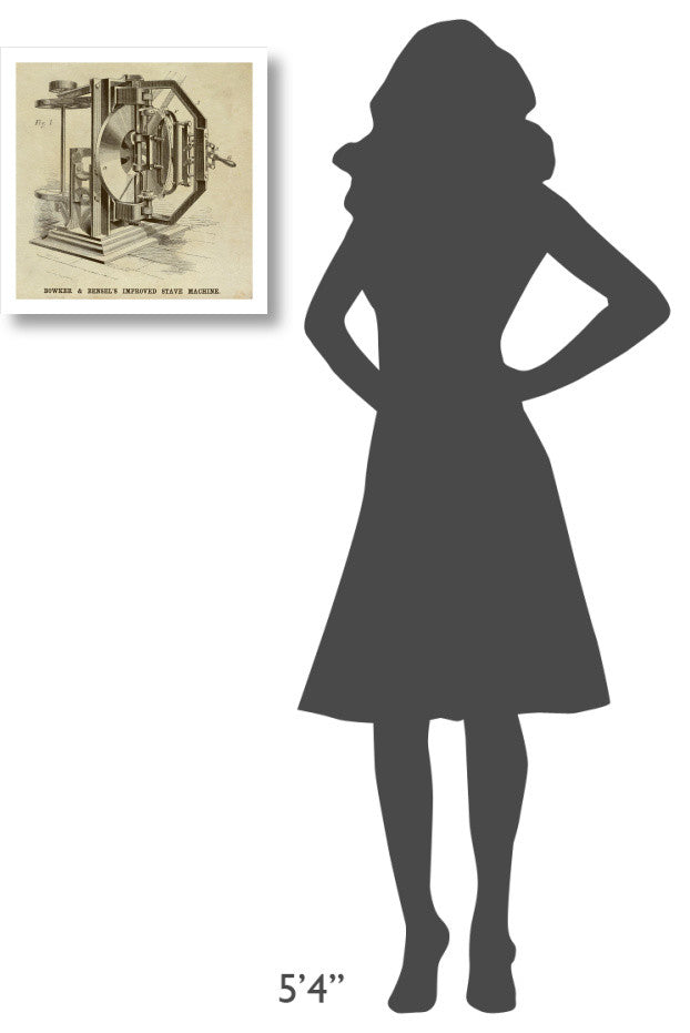 "Bowker & Bensel's Improved Stave Machine" Paper Print by Inventions, 18"x18"