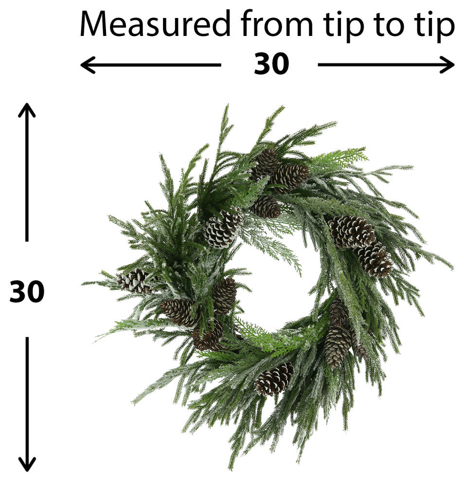 30" Evergreen Holiday Wreath with Pinecones
