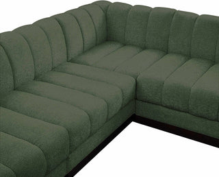 Quinn Chenille Upholstered 6-Piece L-Shaped Modular Sectional, Green