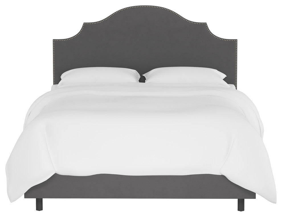 Brenson Twin Nail Button Notched Bed, Premier Charcoal