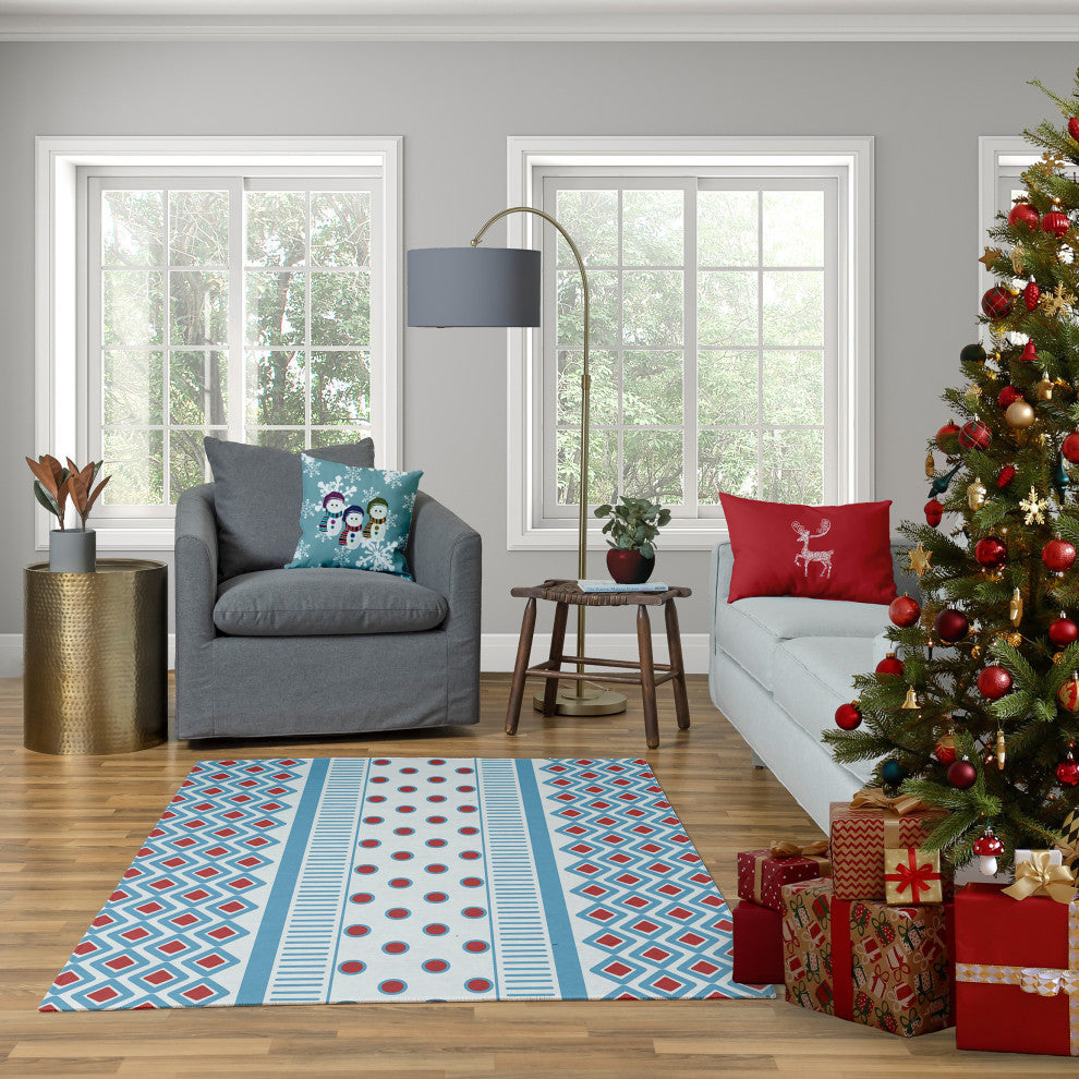 Sock Snowmen Decorative Throw Pillow, Blue-Gray, 26"x26"