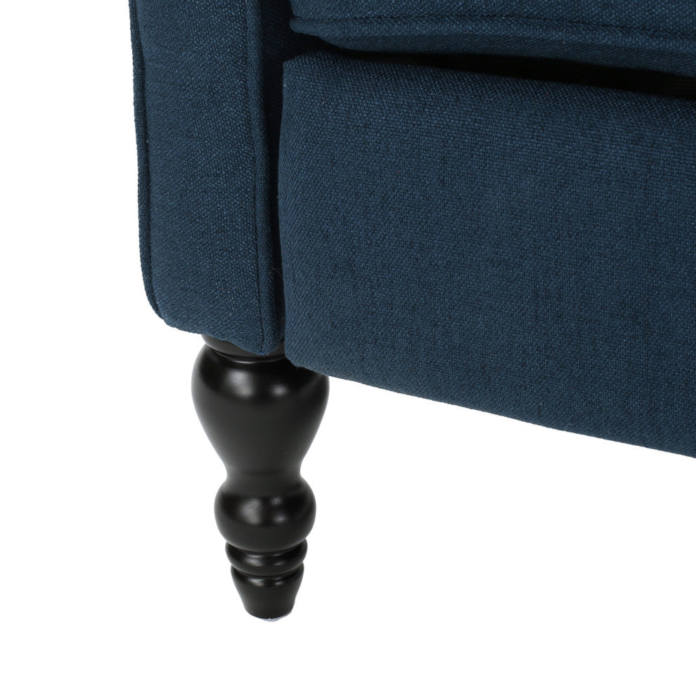 GDF Studio Xanthe Tufted Fabric Recliner, Set of 2, Navy Blue and Dark Brown