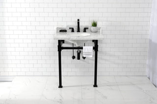 Kingston Brass LMS30MOQ0 30" Carrara Marble Console Sink, Legs