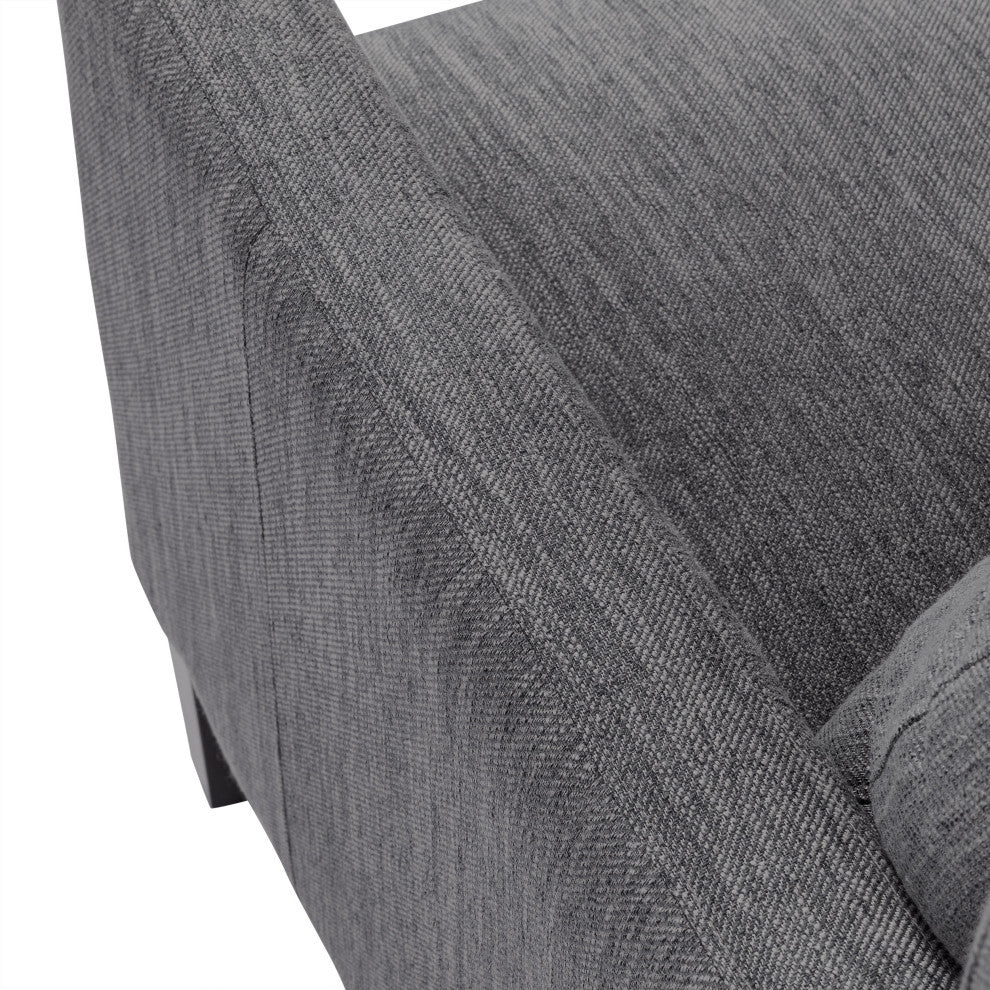 Anson Pillow Tufted Club Chair, Charcoal/Dark Brown, Fabric