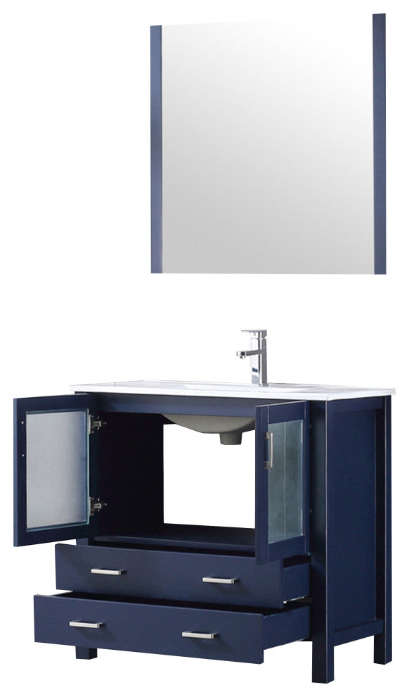 Volez Transitional Navy Blue 36" Single Vanity Set